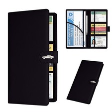 Car Registration and Insurance Holder with Magnetic Closure, Black