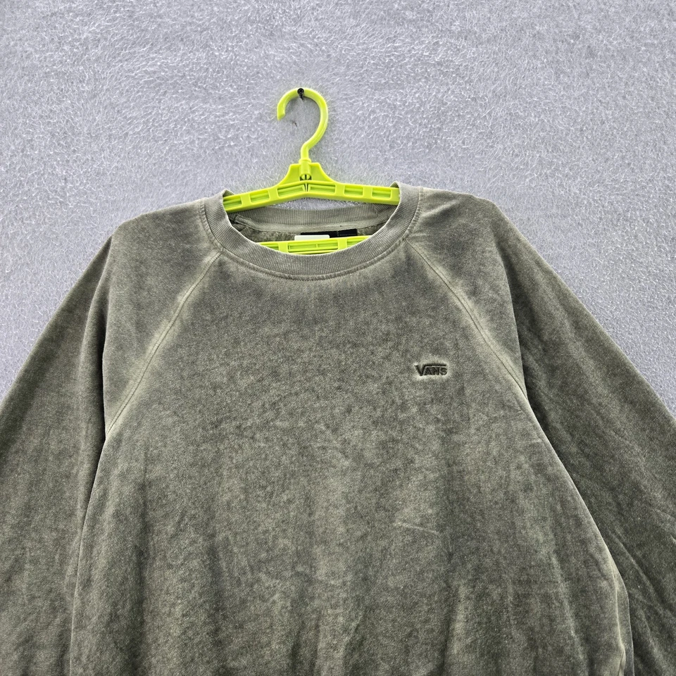 Vans Hombres Sudadera XL Verde Crop Retreat Raglán Polar Logo Manga Larga Foto 4 de 4