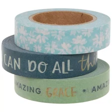 3 Rolls Amazing Grace Floral Faith   Washi Tape Decorative Planner Crafts