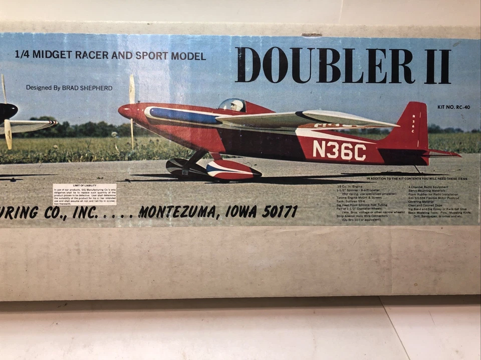 Sig Doubler II Vintage Balsa RC Modelo Avión Kit 1/4 Enano y Modelo Deportivo ✈️ Foto 3 de 4