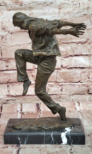 Mid Century Modern Bronze Break Dancer Statue Music Dance Decor Hand Made Figure - Afbeelding 5 van 10