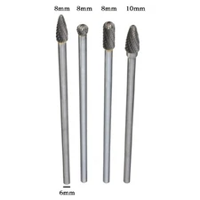 4*Rotary Burr 1/4 Inch 6mm Shank 150mm Long Carbide Cutter CNC Engraving Bit Set