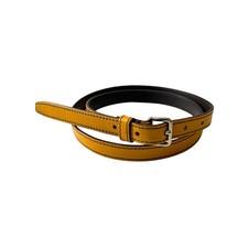 Prada Yellow Slim Leather Belt, Silver tone buckle, Size 90/36"