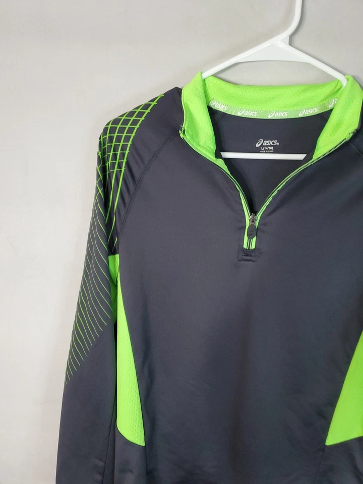 Moletom ASICS júnior tamanho grande (14-16) pulôver 1/4 zíper pescoço simulado - Imagem 4 de 4