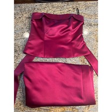 WTOO Watters Vtg Strapless Satin Two-Piece Set Formal Occasion Party Dress 12