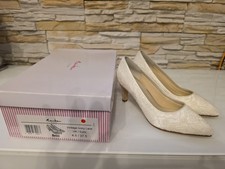 Rainbow Club Britt Brautschuhe Hochzeit Pumps Satin Spitze Gr 37,5 Ivory / Creme