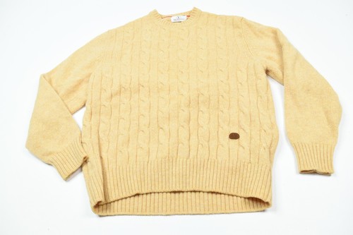 Valentino, Maglione vintage Valentino Cableknit uomo lana giallo dorato medio manica lunga