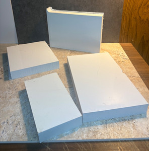 1" thick plastic PVC SHEET, white, 5"x8",5"x7",5"x6",3"x6"