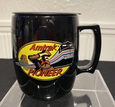 Amtrak The Pioneer Vision USA Black Plastic Vintage Travel Mug w/ Original Lid