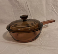 VTG Vision Corning Ware Amber .5L small sauce pan w/ PYREX Glass lid