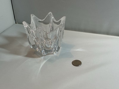 Orrefors Sweden Crystal Heavy Art Glass Scandinavian Modern Spike Bowl Vintage