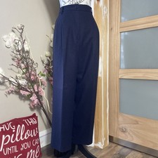 Vintage Sag Harbor Wool Dress Pants Pleated Navy Elastic Waist Womens 16