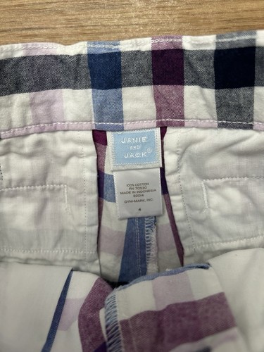NWT JANIE AND JACK Boys’ Blue Pink Purple Plaid Shorts Size 4 100% Cotton - Picture 4 of 7