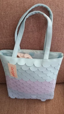 Cat & Jack Light Blue Lavender Scalloped Faux Leather Tote Bag.
