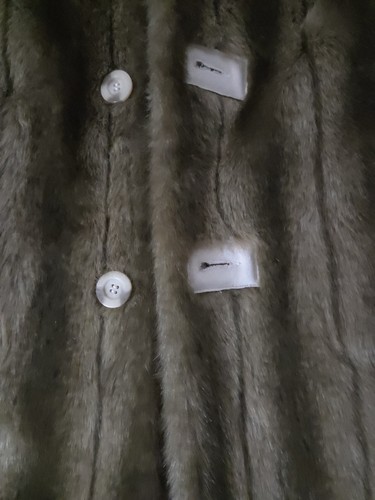 Dennis Basso Faux Suede Fur Hood Coat Taupe Brown Front Womens Small Reversible - Picture 4 of 11