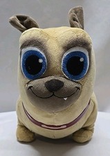 Disney Store Pug Tan Rolly Puppy Dog Pals Plush Stuffed Animal Toy Blue Eyes 12"