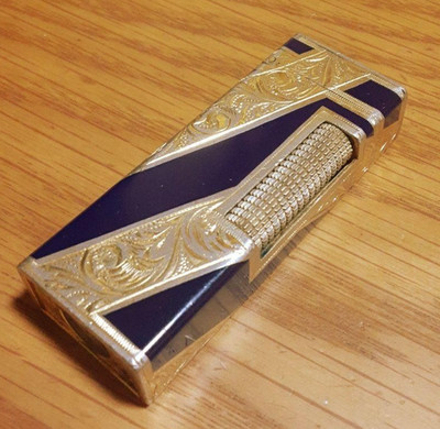 Dunhill RoyKing Gas Lighter Gold & Black Collectible No Box Tested Very Good JP
