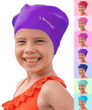 Kids Swim Cap   100 Silicone Swim Cap for Long Hair   Soft, Stretchy Comfort...