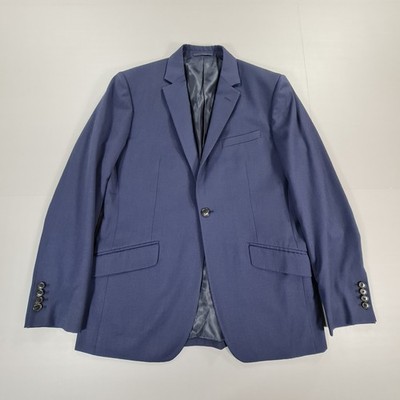 Reiss Herren Anzug Sakko dunkelblau 40 R Wolle Blazer Einreiher Bandman