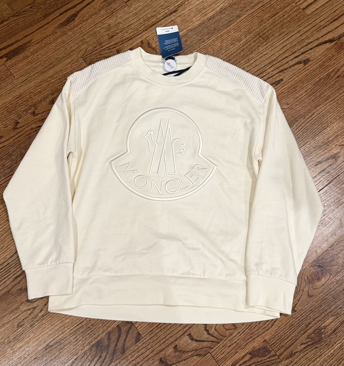 Moncler, Size M - BNWT, Felpa Girocollo Men's Cream Sweatshirt | eBay