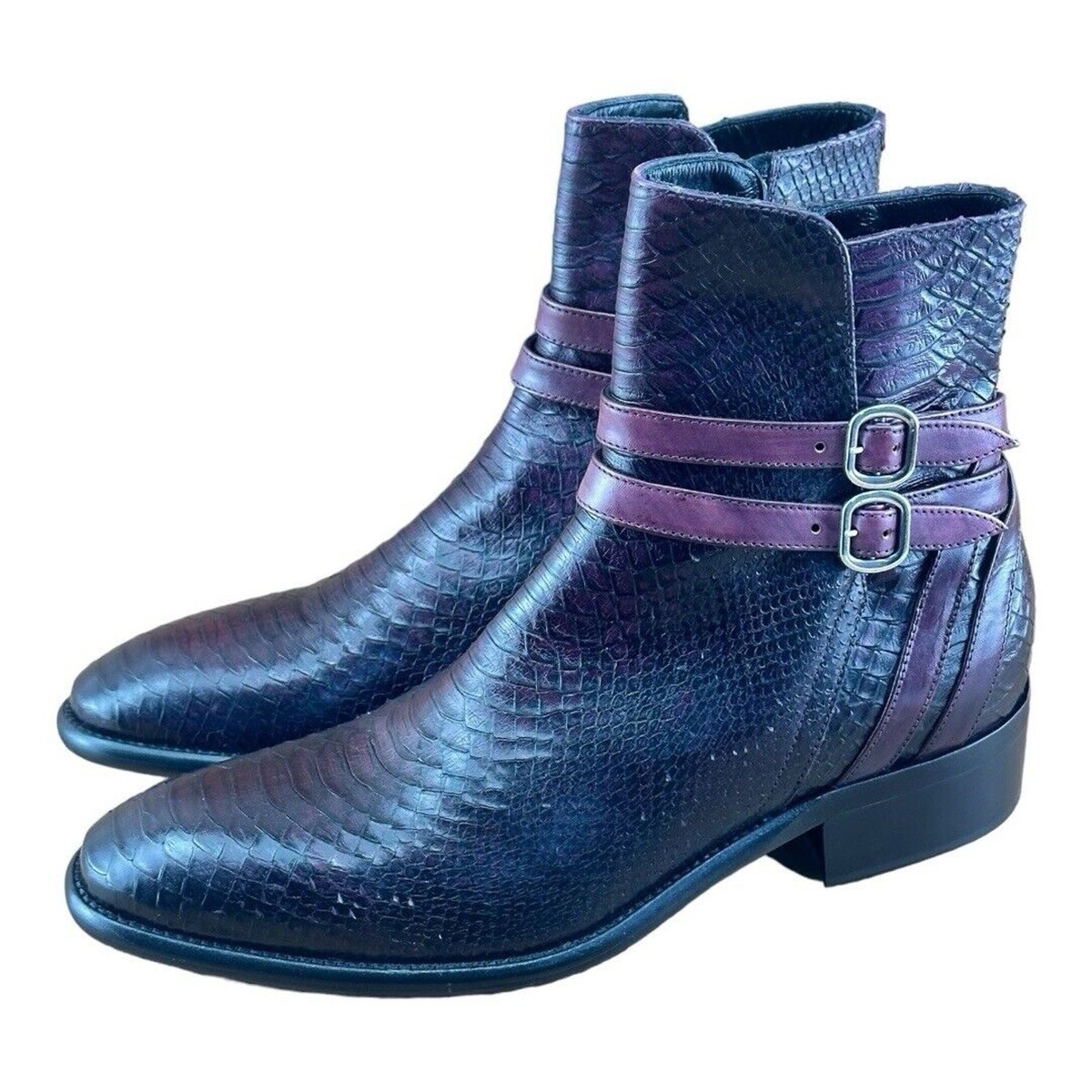 Jo Ghost Men size 8.5-9 Croc-Embossed Leather Boots Shoes | eBay display picture 3