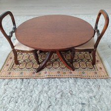 Dollhouse Dining Room furniture and rug 1:12 scale.