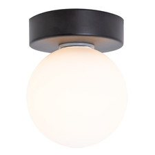 Modern Compact Bathroom Ceiling Light with Opal Glass Globe Shade by Happy Ho...