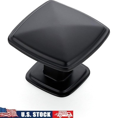 30 Pack Matte Black Cabinet Knobs Single Hole Square Drawer Hardware Pulls New