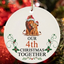 Our 4th Anniversary Christmas Together Ornament 4 Year Lion Couple Loved Gift