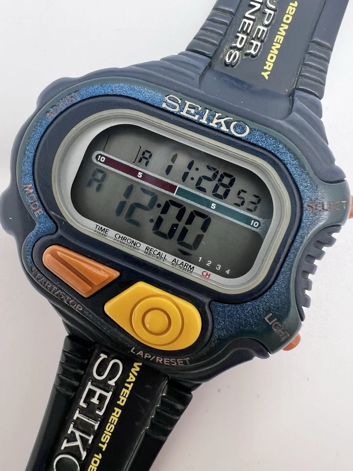 Raro Vintage Seiko Super Runners S640-4000 Relógio Esportivo Digital Masculino JDM 1990s - Imagem 2 de 4