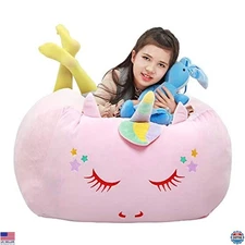 Unicorn Stuffed Animal Toy Storage, Kids Bean Bag Chair COVER ONLY, Velvet Extra