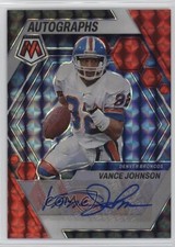 2023 Panini Mosaic Red Prizm /199 Vance Johnson (Wrong Prefix on Card) Auto 14t3