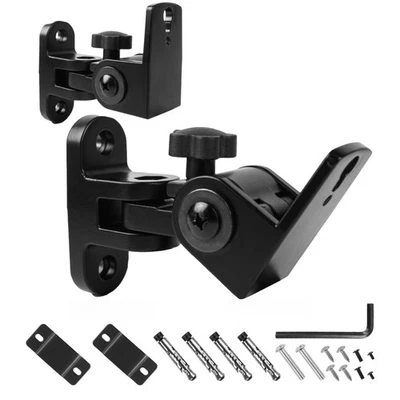 NBGUIGDSTR Universal Speaker Wall/Ceiling Mount Brackets,180°Adjustment,2 Packs Black Metal