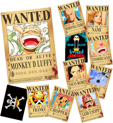 11 PCS Anime [OP] Wanted Bounty Posters 11×15 IN, Nika Luffy 3 Billion Updated B