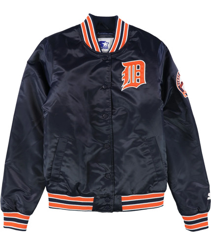 STARTER Womens Tigers Stadium Patch Varsity Jacket, Blue, Medium