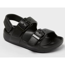 Cat Jack Ade Sandals Toddler Size 6 Black Double Buckle Backstrap NWT