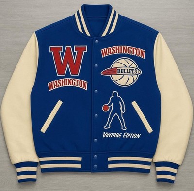 Letterman Handmade Washington Bullets Vintage Style Varsity Jacket