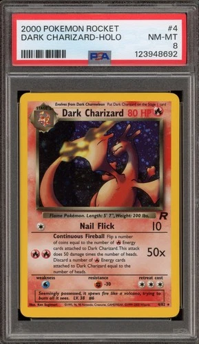 Pokemon Dark Charizard Team Rocket Unlimited Holo Rare #4 PSA 8