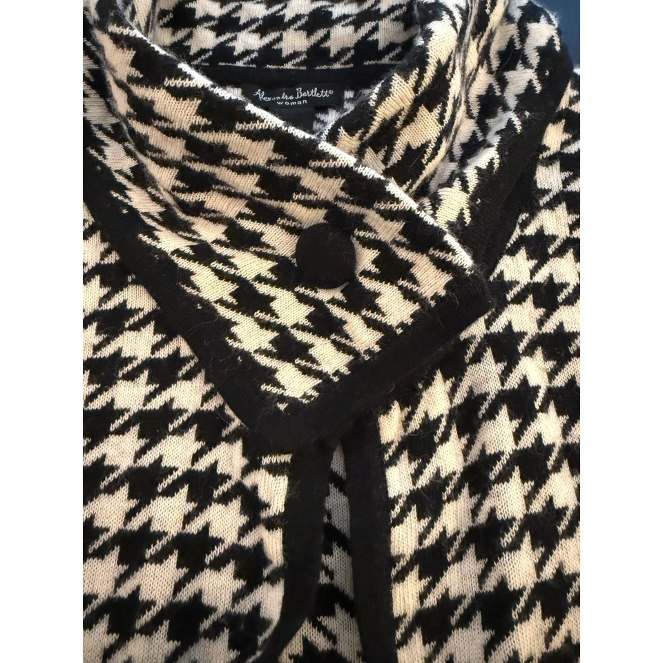 Cárdigan suéter Alexandra Bartlett cara abierta pata de gallo para mujer 2X mezcla de lana Foto 4 de 4