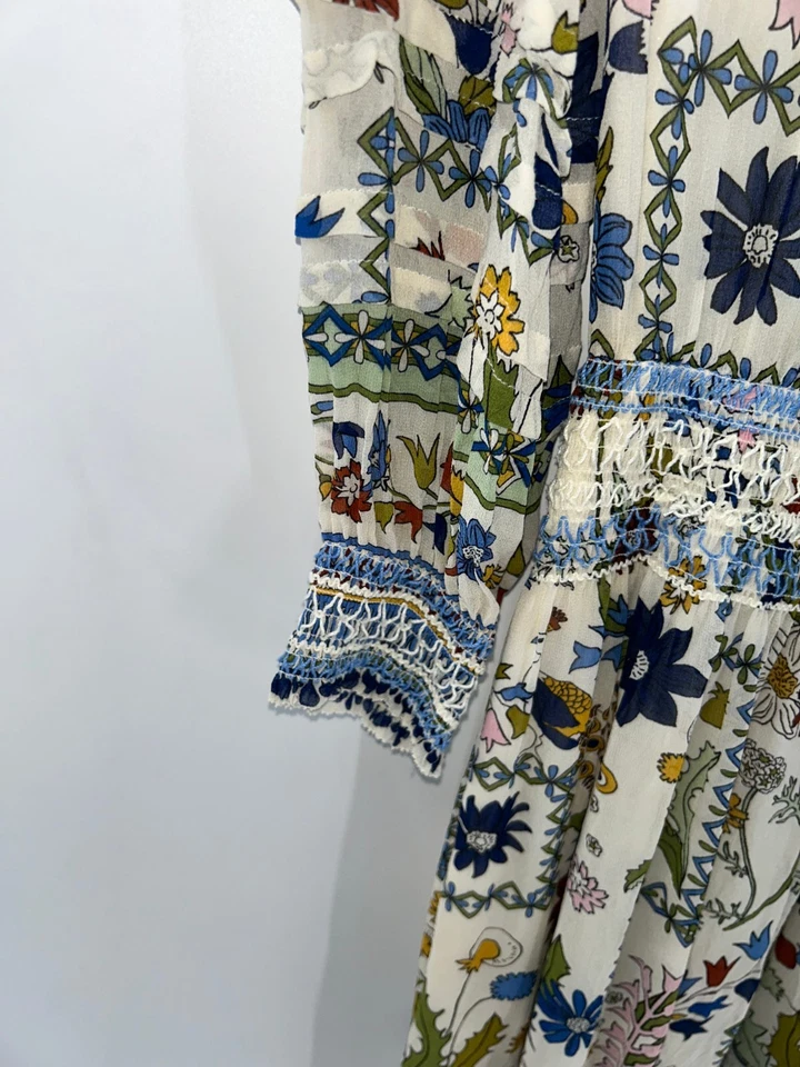 Women's Tory Burch Waverly Floral Print Silk Midi Dress Size 2 - Image 4 of 4