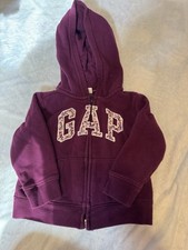 GAP purple logo with floral print zip up sweatshirt with hood size 2t