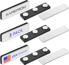 Premium Name Tag Magnets - 3 Pack, 1.75 X 0.5 Inches - Stronghold Neodymium