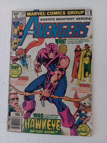 the AVENGERS Vol. 1 No. 189 (Marvel Nov. 1979) A Surprise SUPER-VILLAIN!