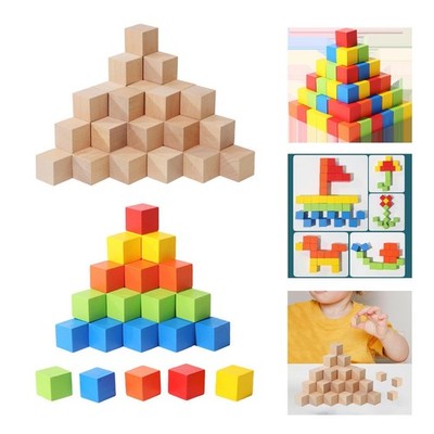 50 Stck. Holzbausteine Bausteine Zählen Handwerk Spielen Puzzle Mathe Sortieren Spielzeug