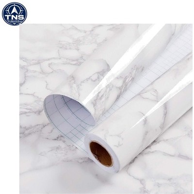 Glossy Marble Contact Paper 11.8x78.7 Inches Gray White Peel and Stick Wall C...