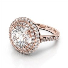 Lab-Created 2.30 Ct Round Cut VVS1 Diamond Wedding Ring 14K Rose Gold Finish