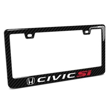 Honda Civic Si Black Real 3k Carbon Fiber Finish Abs Plastic License Plate Frame