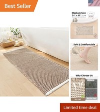 Boho Waffle Bath Mat 24'' x 48'' - Non-Slip Quick Dry Luxury for Your Home