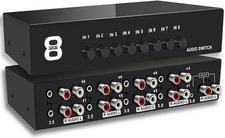 3.5Mm Aux + RCA L/R Bi-Directional Stereo Audio Switch 8 in 1 Out A/B Analog Aud