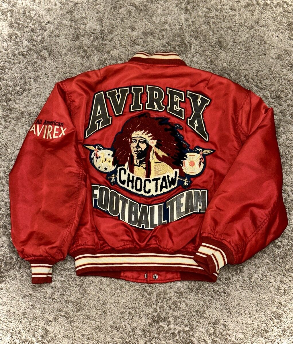 Avirex Varsity Vintage Indian Head Jacket Leather Nylon M Avirex Varsity Vintage Indian Head Jacket Leather Nylon M